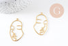 Pendentif visage laiton brut, fournitures pour bijoux, laiton brut ,bijoux moderne,43x26mm, x1, G3183
