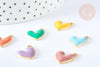 Pendentif zamac doré cœur émail couleur pastel 16mm, x5 (G7308)