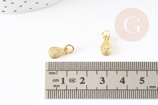 Pendentif zamac doré,fournitures créatives, sans nickel,creation bijoux,perle géométrique,9.5mm, x5 G5456