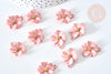 Pendentif zamac fleur rose 23,5mm, perles zamac,bijou fleur rose, x1 (G7758)