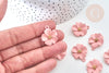 Pendentif zamac fleur rose 23,5mm, perles zamac,bijou fleur rose, x1 (G7758)