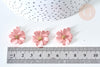 Pendentif zamac fleur rose 23,5mm, perles zamac,bijou fleur rose, x1 (G7758)