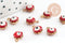Pendentifs doré Fleur émail rouge, mauvais oeil, laiton doré, pendentif chance, 9mm, x10 G1576
