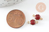 Pendentifs doré Fleur émail rouge paillettes pour création bijoux,9mm, x10 G4305