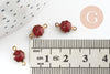 Pendentifs doré Fleur émail rouge paillettes pour création bijoux,9mm, x10 G4305