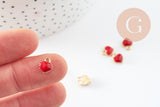 Pendentifs doré cœur émail rouge, pendentif coeur, métal doré, pendentif amour,8mm, x10 G4617