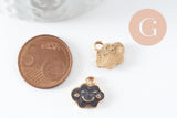 Pendentifs doré nuage émail noir zamac doré, pendentif coeur,, pendentif meteo,10mm, x5 G3362