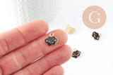 Pendentifs doré nuage émail noir zamac doré, pendentif coeur,, pendentif meteo,10mm, x5 G3362