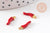Pendentifs doré piment émail rouge 15mm,breloque laiton doré, pendentif coloré,création bijoux, x10 G2962