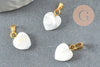 Pendentifs dorés coeurs de nacre blanche naturelle 13mm, x2 G0311