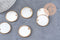 Pendentifs dorés ronds coquillage naturel en nacre blanche 30mm, création bijoux coquillage x2 (G1843)