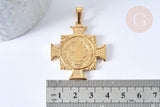 Pendentifs en acier inoxydable saint Benoit, création bijou acier inoxydable, 39mm, x1 G4608