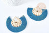 Pendentifs larges pompon fil bleu vert support fer doré 85-92mm, x2 (G8505)