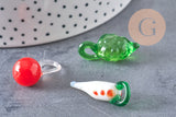 Pendentifs mélangés fruits en verre tchèque 17-36mm, x5 (G4507)