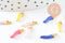 Pendentifs piment émail multicolore zamac doré 14.5mm, breloque colorée pour création bijoux, x5 (G9540)