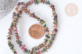 Perle Chips tourmaline naturelle couleur mixte 3~5mm,perle pierre naturelle ,x1 le fil de 40cm (G7888)