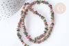 Perle Chips tourmaline naturelle couleur mixte 3~5mm,perle pierre naturelle ,x1 le fil de 40cm (G7888)