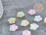 Perle Etoile Acrylique pailletée multicolore pastels 14mm, perles phosphorescentes pour création bijoux DIY, x10 G9030