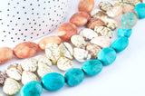Perle Howlite ovale naturelle 7-49mm,création bijoux pierre naturelle, x2 (G9257)