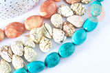 Perle Howlite ovale naturelle 7-49mm,création bijoux pierre naturelle, x2 (G9257)