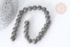 Perle Pyrite Ronde naturelle grise-dorée 8mm, pierre naturelle, x1 fil de 20cm (G7868)