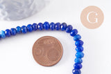 Perle Rondelle Jaspe de sésame bleu foncé facettée 6x4mm, x1 fil de 37.5cm (G7871)