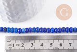 Perle Rondelle Jaspe de sésame bleu foncé facettée 6x4mm, x1 fil de 37.5cm (G7871)