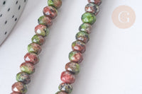 Perle Rondelle Jaspe de sésame teintée facettée vert rouge 6x4mm, le fil de 37.5cm (G7869)