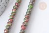 Perle Rondelle Jaspe de sésame teintée facettée vert rouge 6x4mm, pierre, le fil de 37.5cm, x1 (G7869)