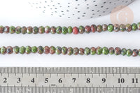 Perle Rondelle Jaspe de sésame teintée facettée vert rouge 6x4mm, le fil de 37.5cm (G7869)