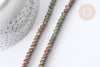 Perle Rondelle Jaspe de sésame teintée facettée vert rouge 6x4mm, pierre, le fil de 37.5cm, x1 (G7869)