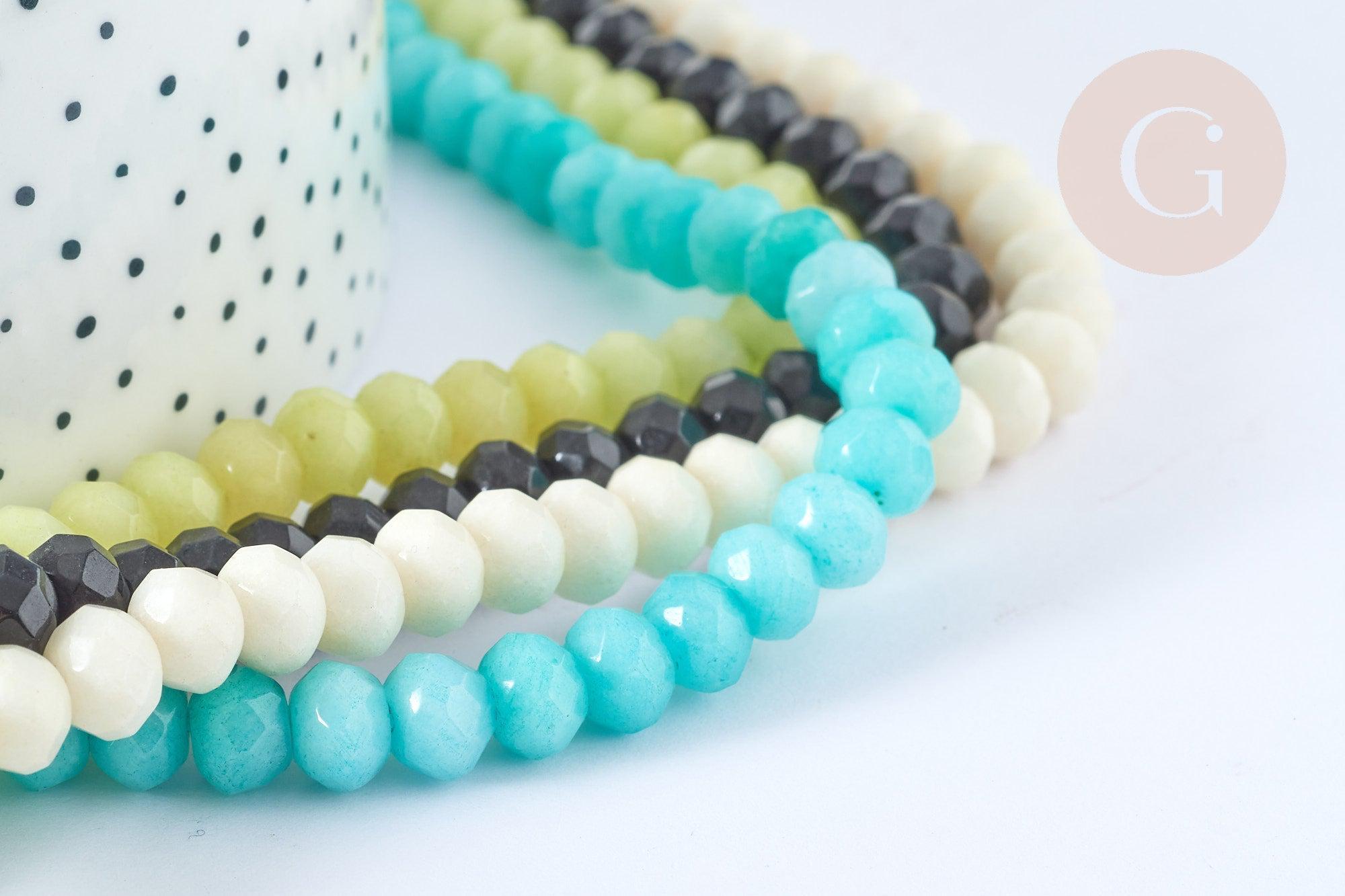 Perle Rondelle jade teinté 8x6mm, création bijoux pierre, le fil de 38cm, X1 (G7660)