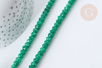 Perle Rondelle jade teinté facettée vert foncé 6x4mm, pierre, le fil de 39cm( G7887)
