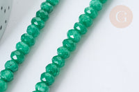 Perle Rondelle jade teinté facettée vert foncé 6x4mm, pierre, le fil de 39cm( G7887)