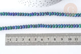 Perle Rondelle jaspe sésame teintée facettée bleu foncé 6x4mm, pierre naturelle, le fil de 38cm (G7874)
