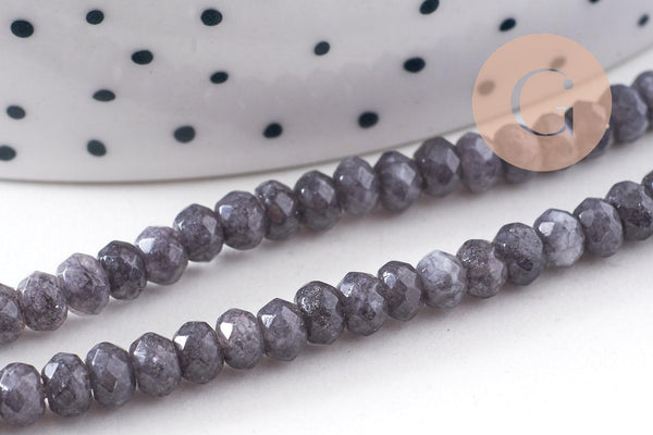 Perle abacus jade gris, fourniture créative, perle jade, pierre naturelle, jade naturel, pierre, facette, jade, 4x2mm, fil 34.5 cm (G6890)