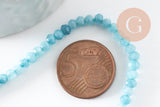 Perle abacus jade naturel bleu facette 4x2mm, x 1 fil 36cm (G4634)