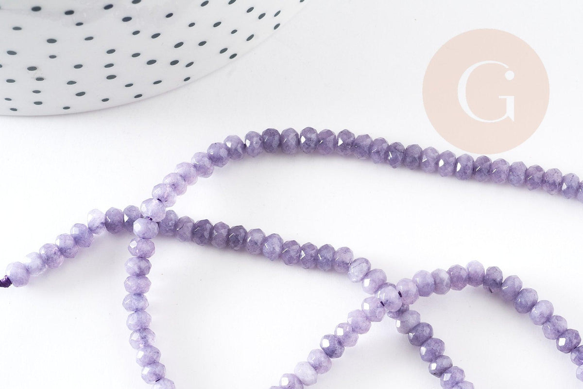 Perle abacus jade naturel violet facette 4x2mm, x1 fil 35cm (G4711)
