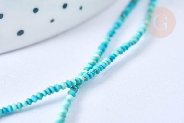 Perle abacus turquoise naturelle 1mm, x1 fil de 30cm (G7224)