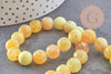 Perle agate feu rayée naturelle jaune facettée 10mm, x1 fil de 39cm (G2649)