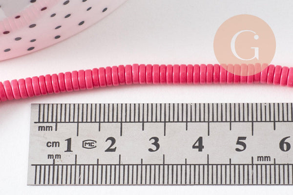 Perle agate heishi rondelle rose 4.5mm, perle agate naturelle, pierre naturelle, fil de 40cm, x1 (G3549)