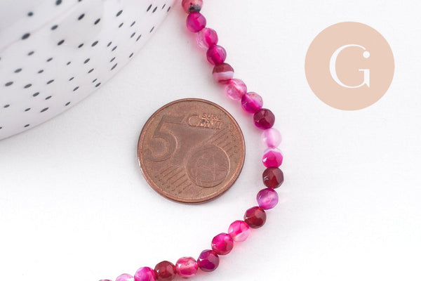 Perle agate naturelle rose4mm, x1 fil de 35cm (G0493)