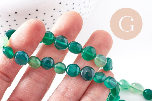 Perle agate nuggets verte, perle agate pierre naturelle,perle pour bijou pierre,10-15mm,fil de 40cm (G3803)