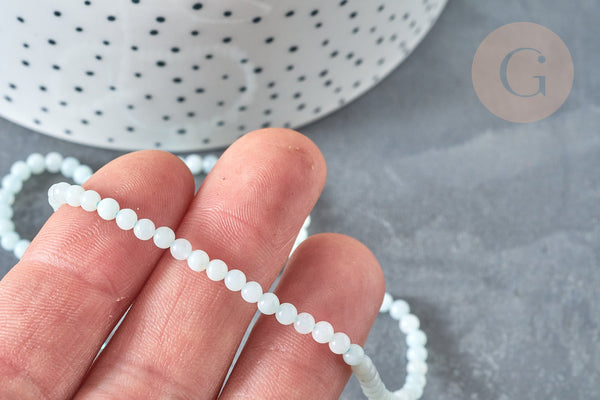 Perle amazonite naturelle ronde bleu-vert 3mm, pierre naturelle, fil de 41cm x1 (G7395)