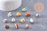 Perle animal porcelaine artisanale 13-19mm, x1 (G10243)