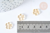 Perle breloque fleur en verre jaune paillettes dorées 11.5mm, x10 (G7564)