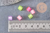 Perle carré Lettre Alphabet plastique multicolore translucide , 6mm, x10Gr (G3068)