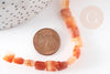 Perle carrée en agate naturelle orange, 8-8.5mm, fil de 20cm, x1 (G5879)
