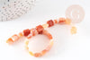 Perle carrée en agate naturelle orange, 8-8.5mm, fil de 20cm, x1 (G5879)