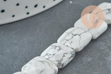Perle carrée en howlite naturelle 12mm, perle en pierre, fil de 20cm, x1 (G5884)